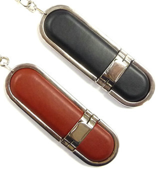 4GB 8GB leather USB drive with stainless edge U305