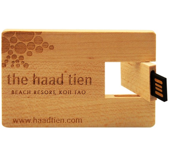 Natural Wooden Credit Card USB Flash Drive With Custom Logo UW089