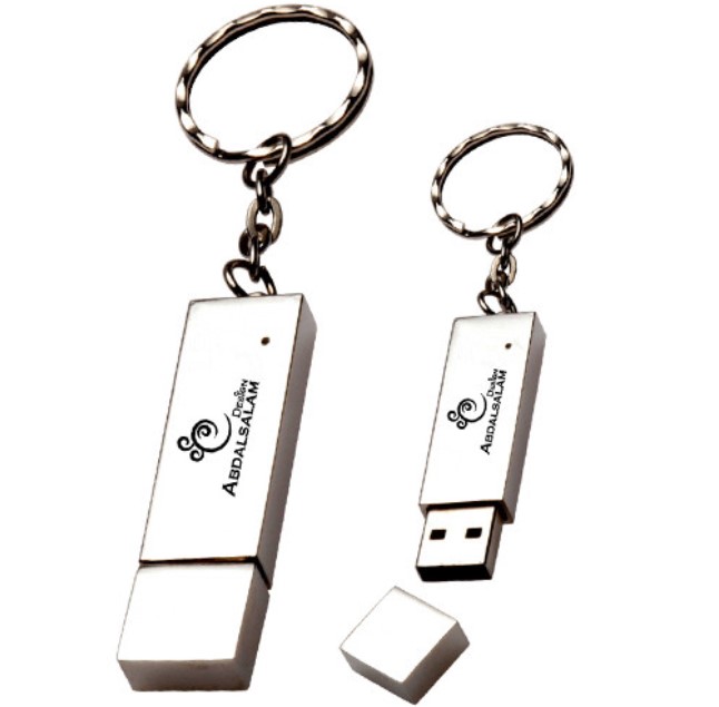 Silver Metal USB Flash Drive with Keychain U031