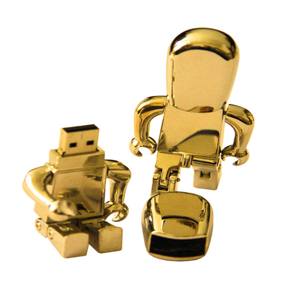 Gold Silver Metal Robot Memory Stick U181