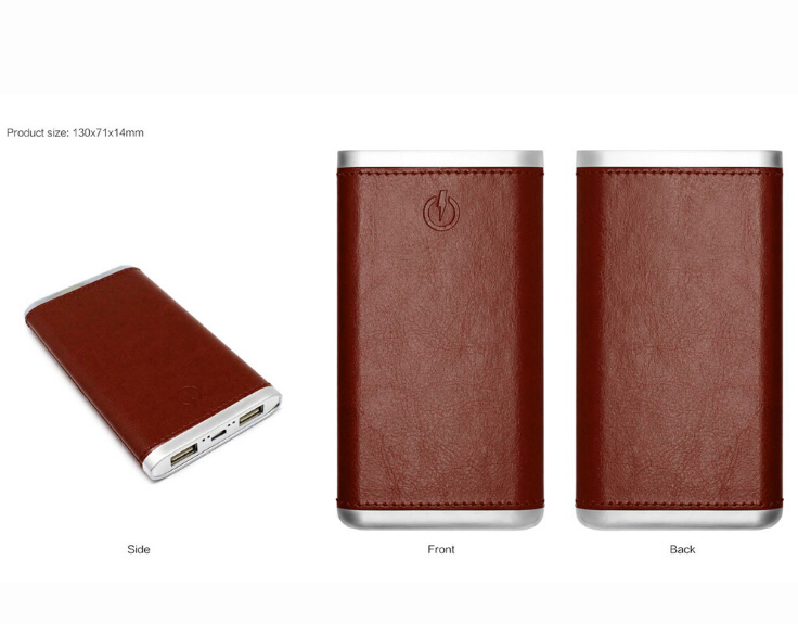PU Leather Case Power Bank OEM Logo printing for Promo Gifts PB-1703