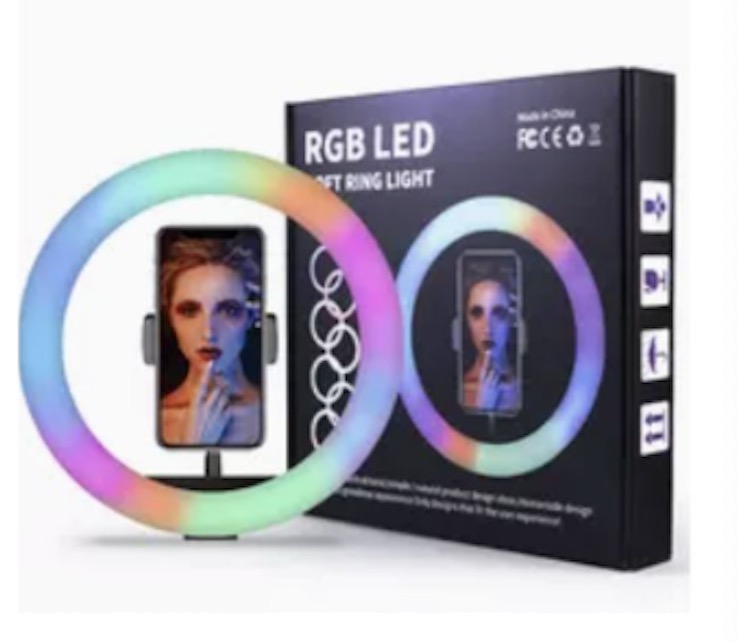 8 inches 10 inches RGB LED soft ring light with 11 levels of brightness RGB001