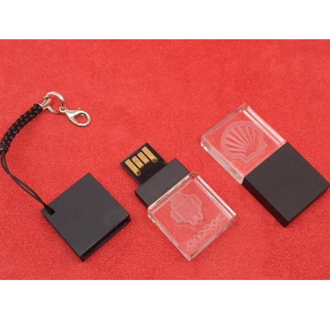 Crystal Plastic mini usb flash drive with lanyard U995