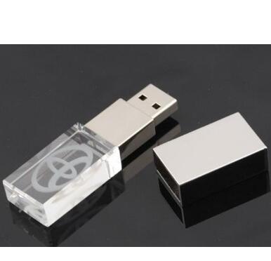 Crystal USB Flash Drive with laser engrave lighting led logo