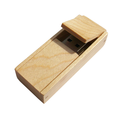 Engraved Logo Custom Swivel Maple Wood USB U520