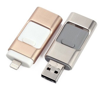 Custom logo 3 in 1 128gb promotional bulk mini otg usb flash drive for iphone U1272