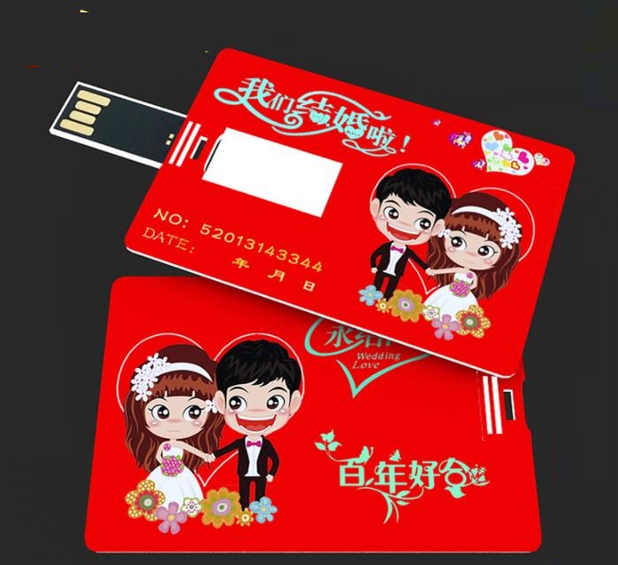 Customize Wedding Gift Credit card shape USB flash drive with your photo or Invitation card U702W